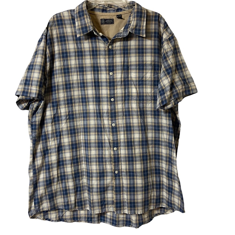 Arrow Short Sleeve Button Down Plaid Shirt Size XXL